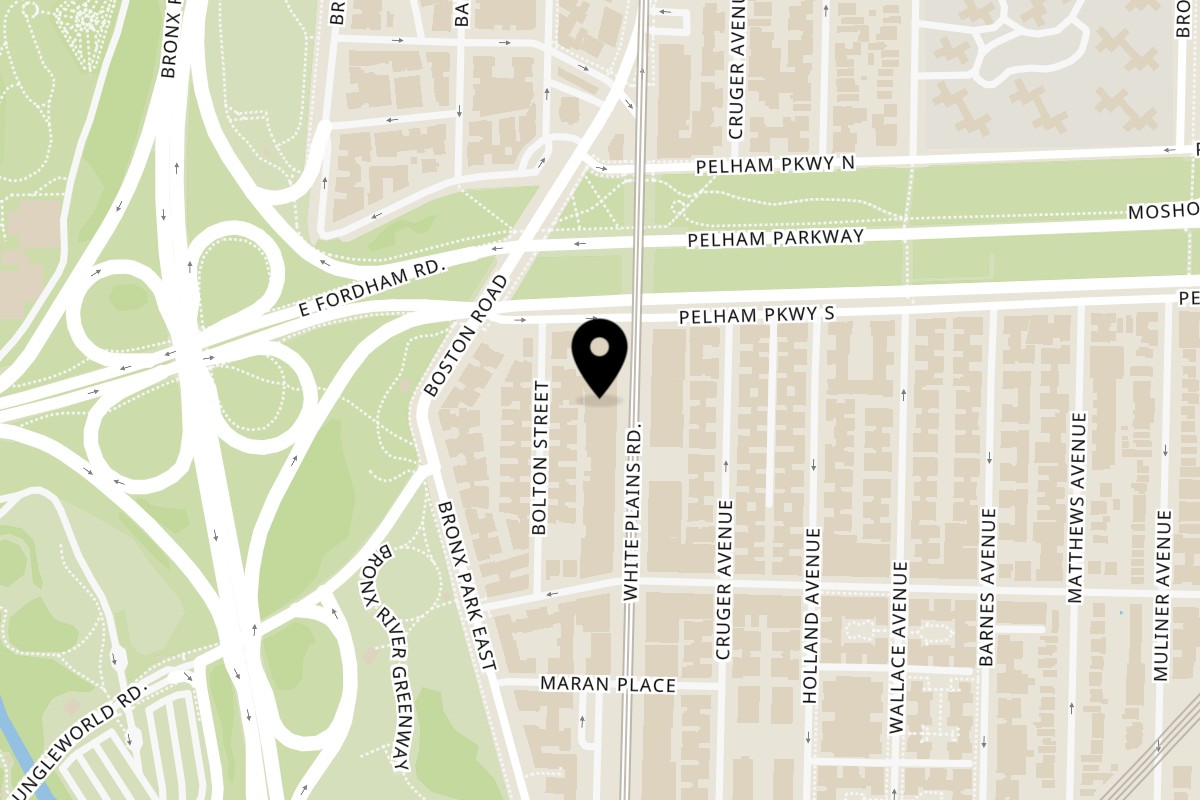 Map showing the location of Shaking Crab (Bronx) on 2179 White Plains Rd in Bronx